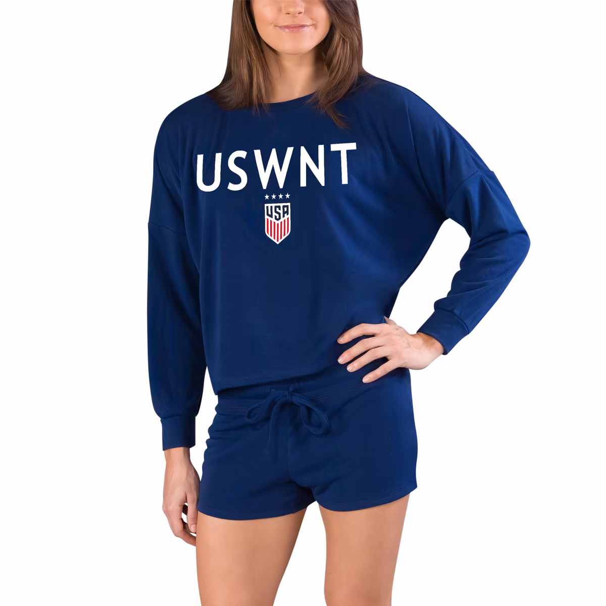 Women's Concepts Sport Navy USWNT Gather Long Sleeve Top & Shorts Set 11 Women's Concepts Sport Navy USWNT Gather Long Sleeve Top & Shorts Set