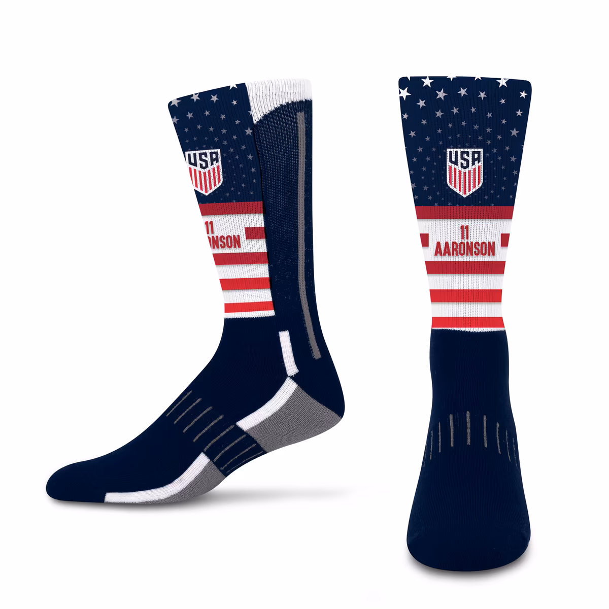 Unisex PRO Compression Brenden Aaronson USMNT Phenom Player Radial Stars & Stripes Tube Socks