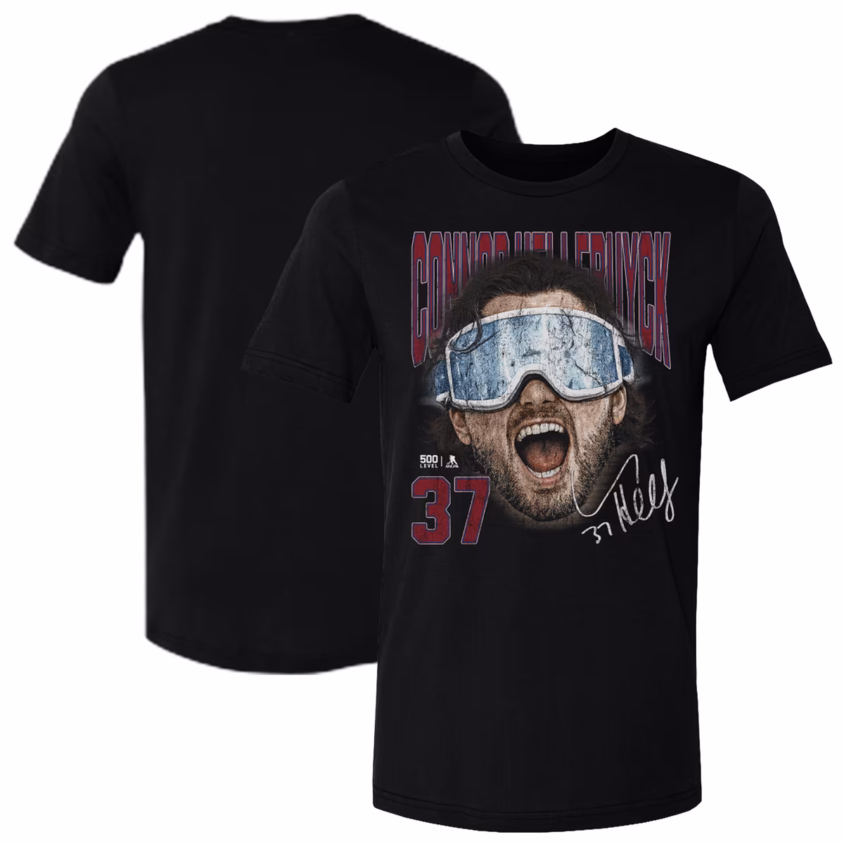 Men's 500 Level Connor Hellebuyck Black US Men's Hockey Goggles T-Shirt 1 Men's 500 Level Connor Hellebuyck Black US Men's Hockey Goggles T-Shirt