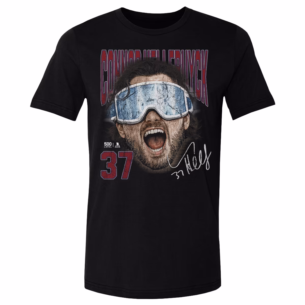 Men's 500 Level Connor Hellebuyck Black US Men's Hockey Goggles T-Shirt 2 Men's 500 Level Connor Hellebuyck Black US Men's Hockey Goggles T-Shirt
