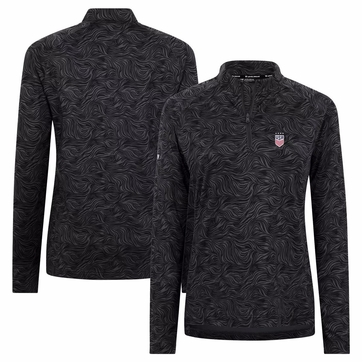 Women's Levelwear Charcoal USWNT Coral Quarter-Zip Pullover Top