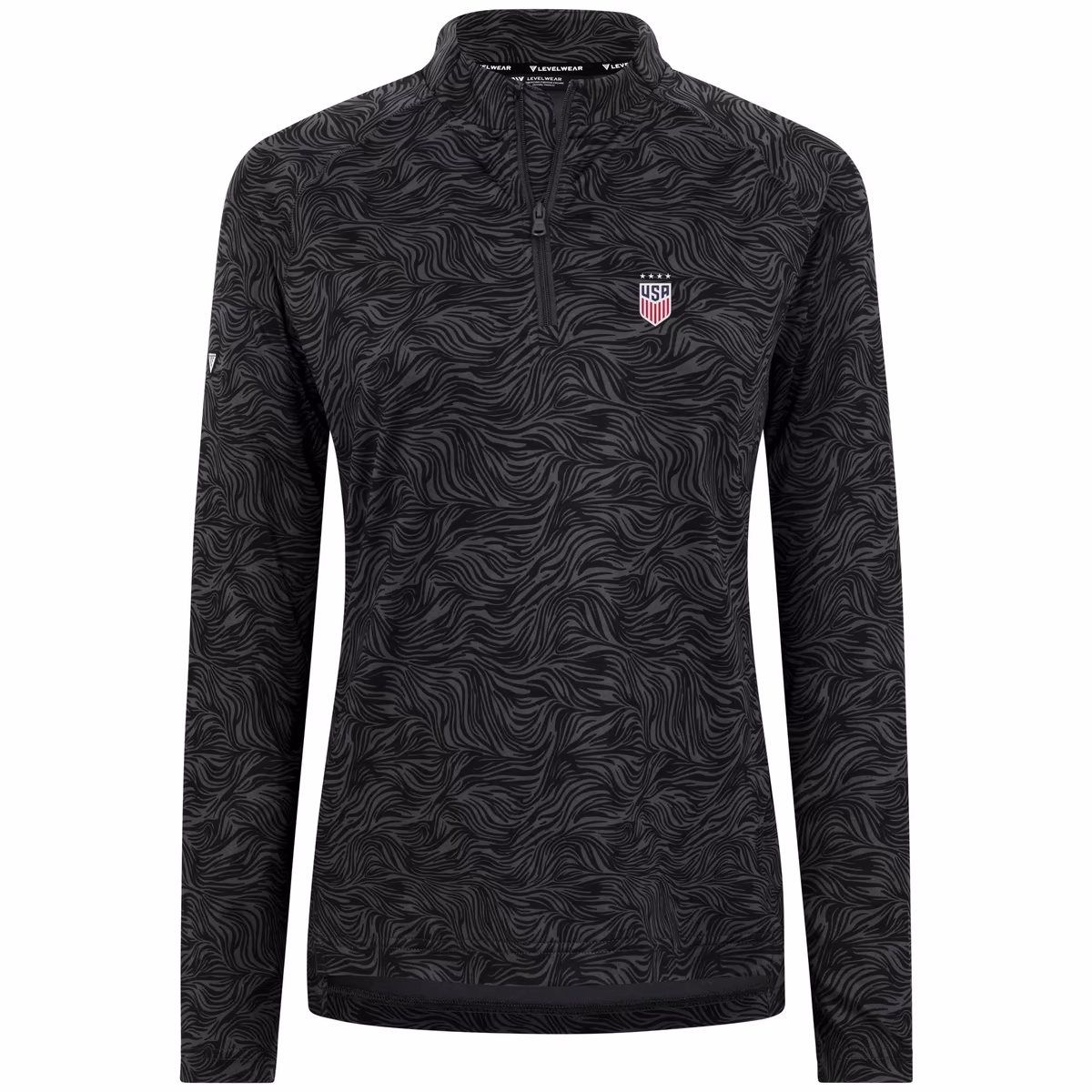 Women's Levelwear Charcoal USWNT Coral Quarter-Zip Pullover Top