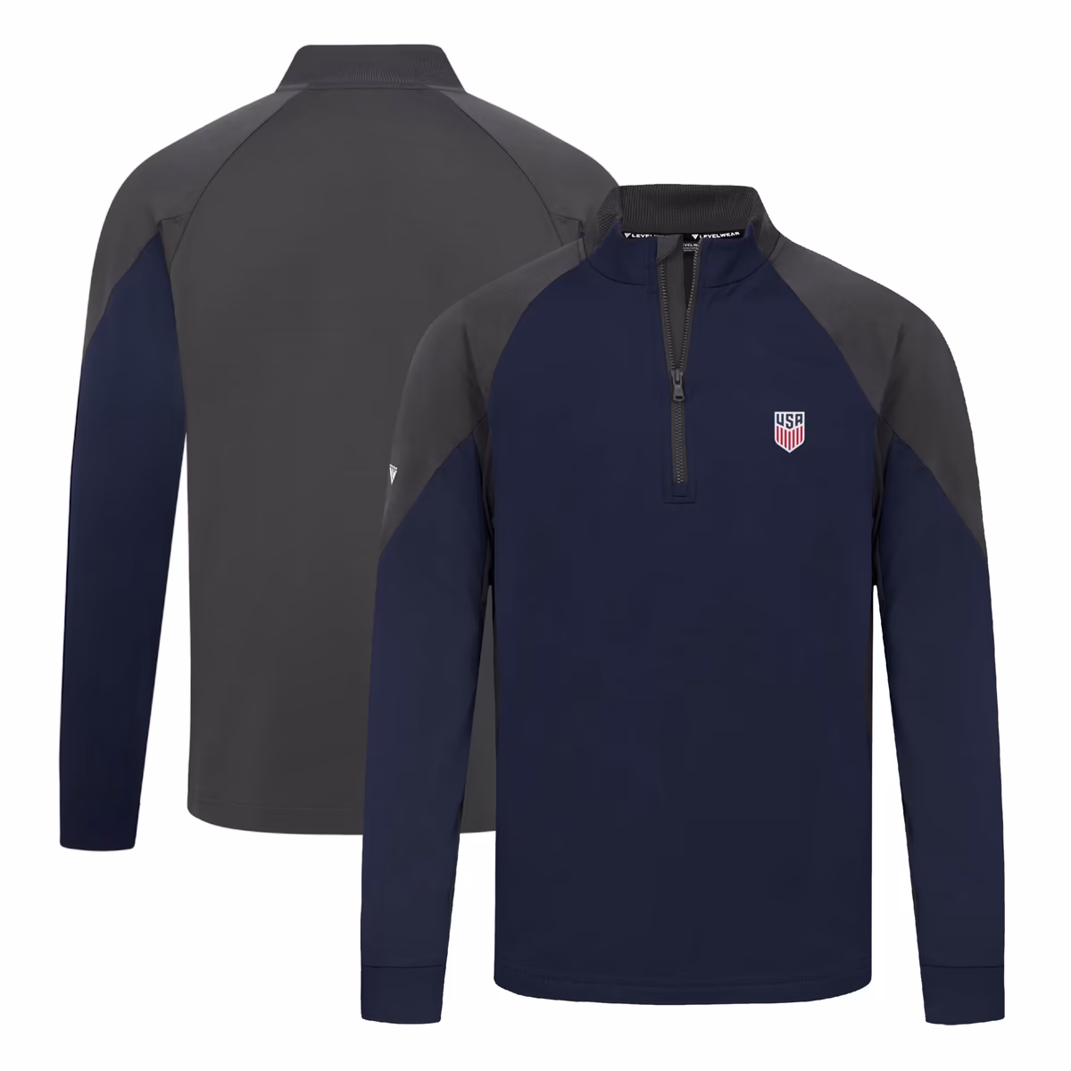 Men's Levelwear Navy USMNT Raglan Quarter-Zip Pullover Top