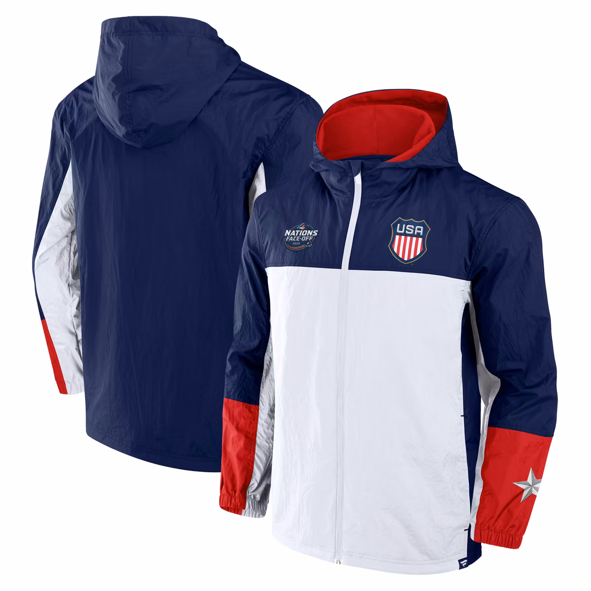Men's Fanatics Athletic Navy/White USA 2025 4 Nations Face-Off Crash The Net Full-Zip Jacket 6 Men's Fanatics Athletic Navy/White USA 2025 4 Nations Face-Off Crash The Net Full-Zip Jacket