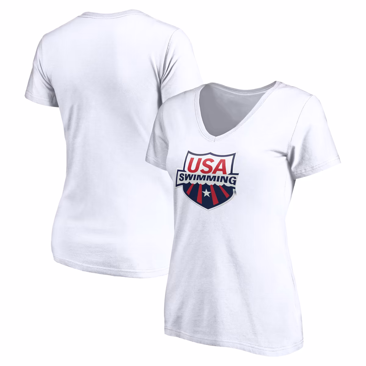 Women's Fanatics White USA Swimming Core Primary Logo V-Neck T-Shirt 8 Women's Fanatics White USA Swimming Core Primary Logo V-Neck T-Shirt
