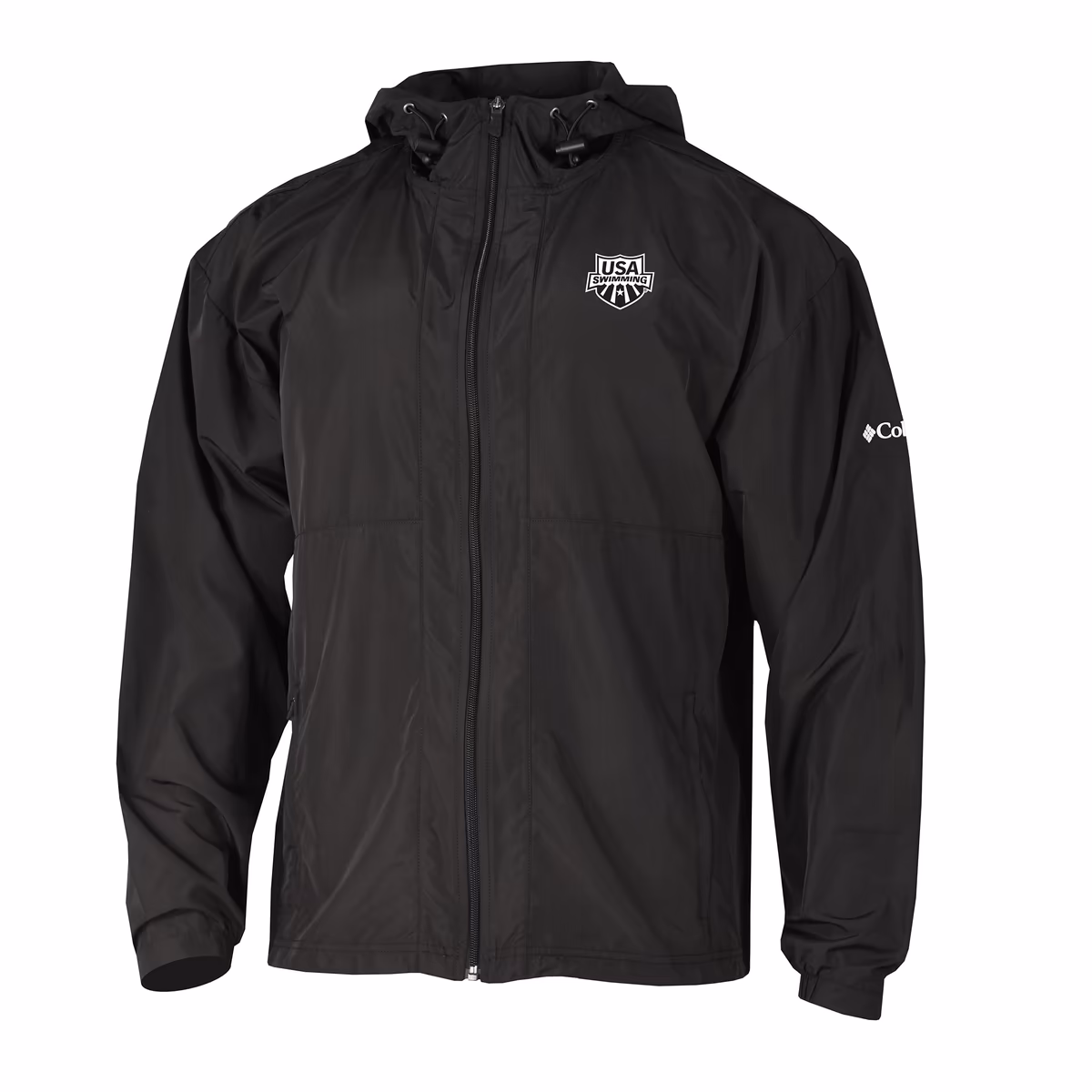 Men's Columbia Black USA Swimming The Prodigy Full-Zip Windbreaker