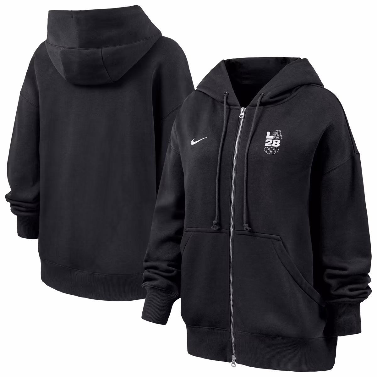 Women's Nike Black LA28 Summer Olympics Phoenix Fleece Full-Zip Hoodie