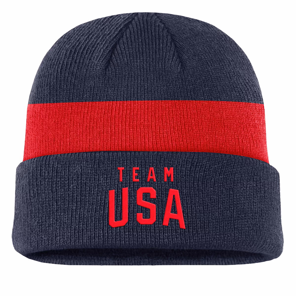 Men's Nike Navy Team USA Stripe Terra Cuffed Knit Hat
