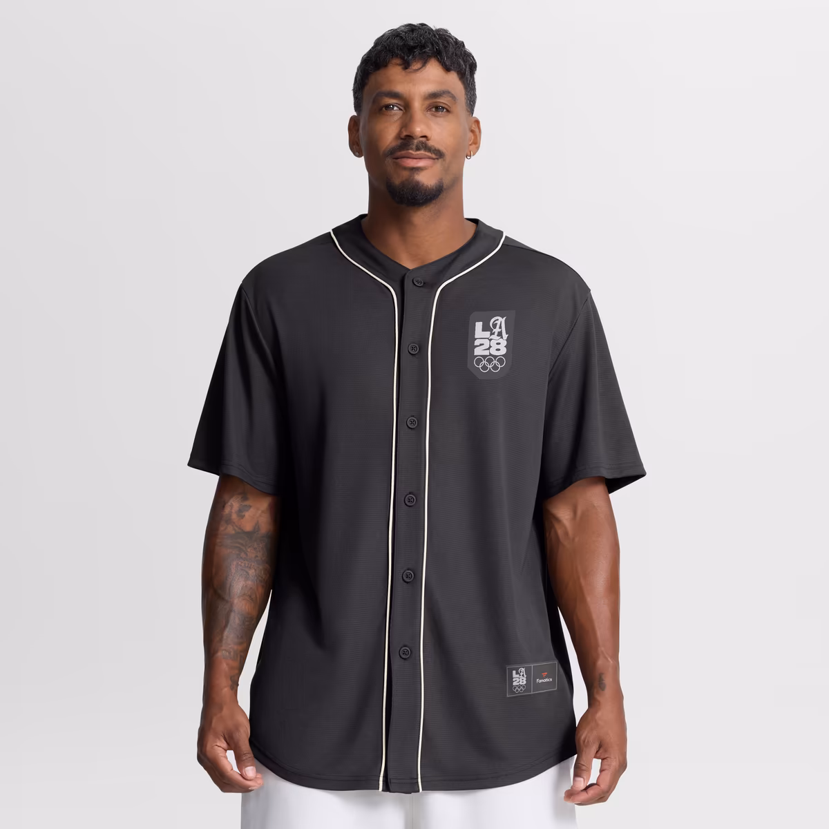 Men's Fanatics Charcoal LA28 Summer Olympics Core Foundation Ball Button-Up Shirt 1 Men's Fanatics Charcoal LA28 Summer Olympics Core Foundation Ball Button-Up Shirt