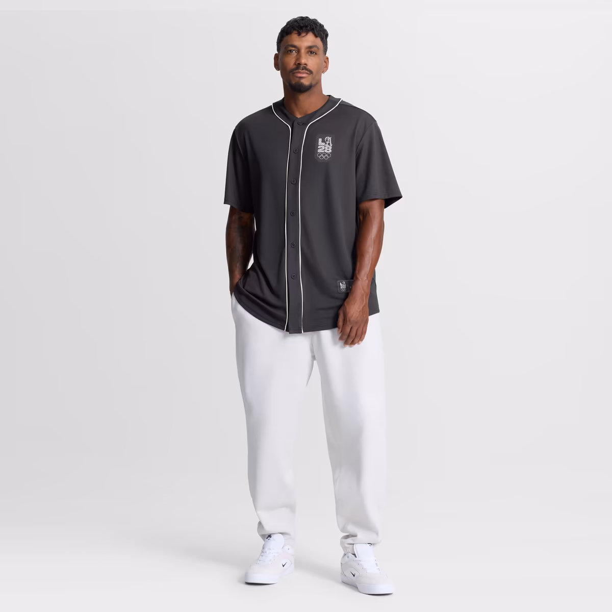 Men's Fanatics Charcoal LA28 Summer Olympics Core Foundation Ball Button-Up Shirt 3 Men's Fanatics Charcoal LA28 Summer Olympics Core Foundation Ball Button-Up Shirt