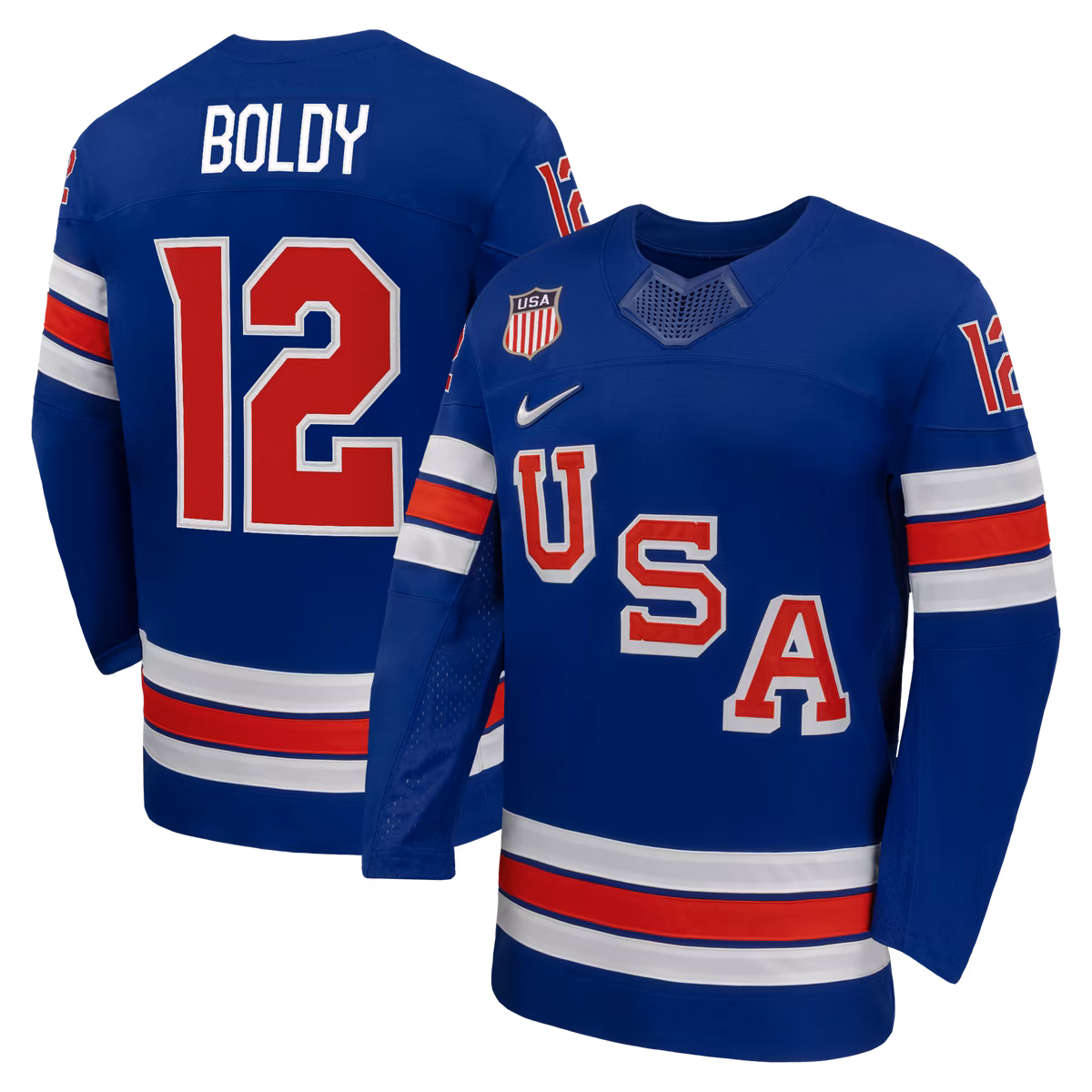 Men's Nike Matthew Boldy Royal US Hockey 2026 Home Replica Jersey