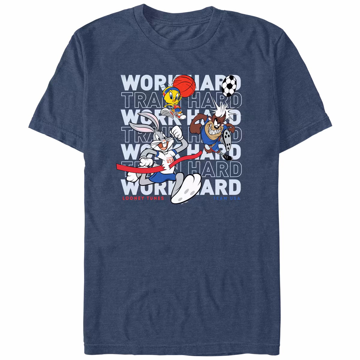 Unisex Mad Engine  Heather Navy Looney Tunes Team USA Finish Line T-Shirt