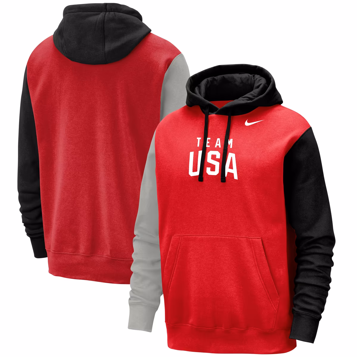 Men's Nike Red/Black Team USA Colorblock Club Pullover Hoodie