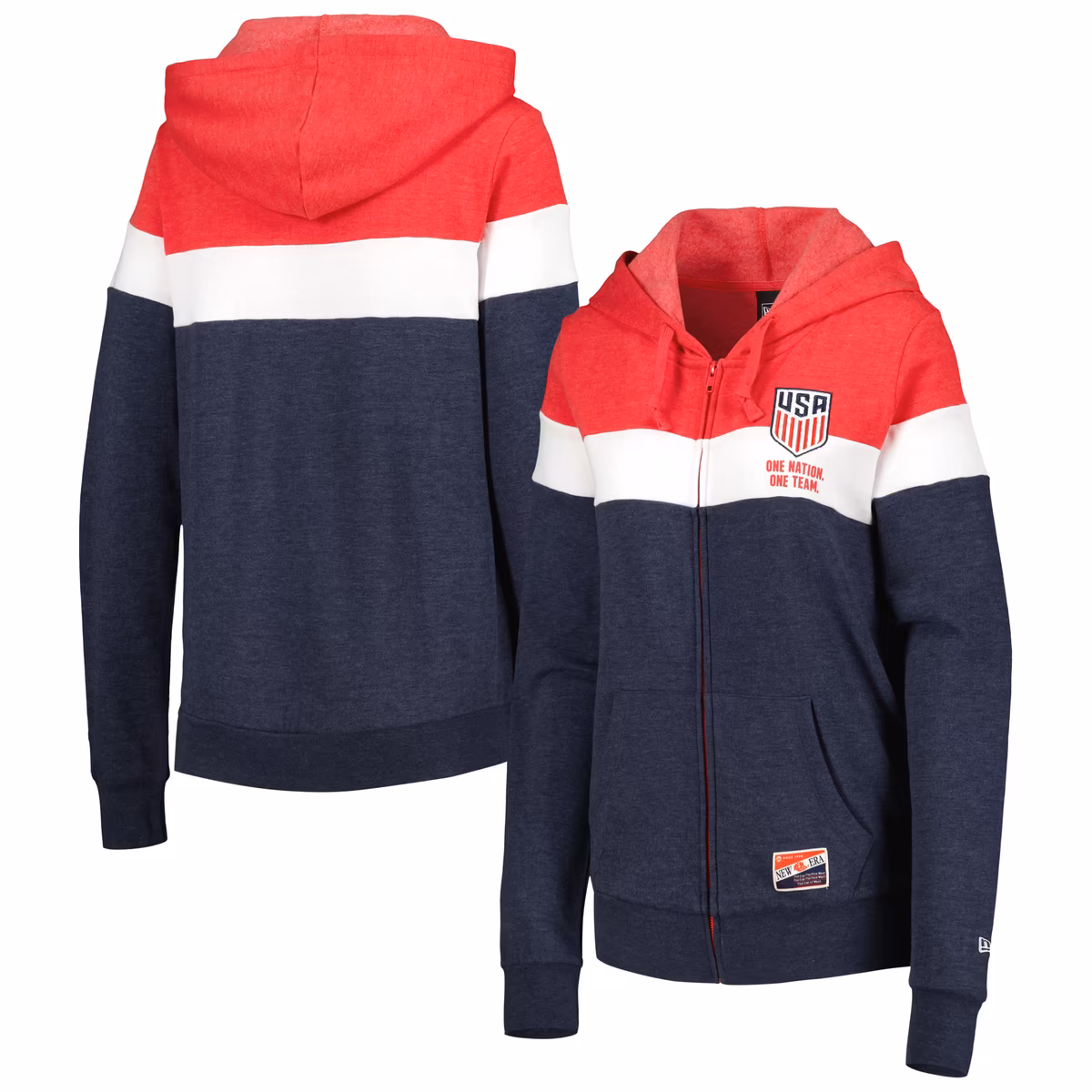 Women's New Era Navy USMNT Throwback Full-Zip Hoodie Jacket