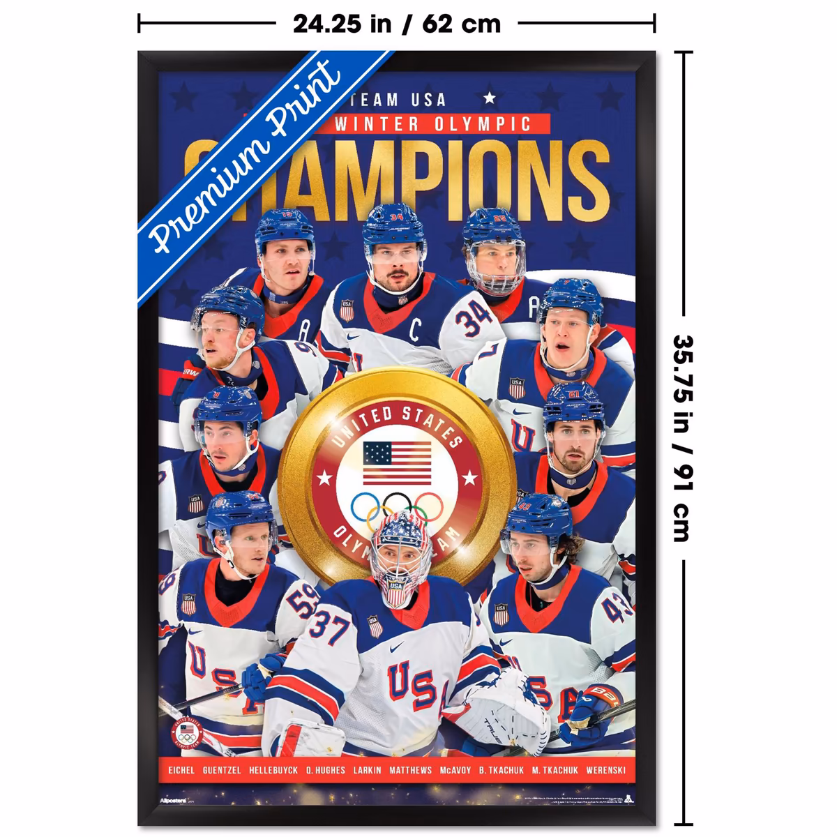 Men's USA Hockey 2026 Winter Olympics Gold Medal 22.375" x 34" Framed Poster 2 Men's USA Hockey 2026 Winter Olympics Gold Medal 22.375" x 34" Framed Poster