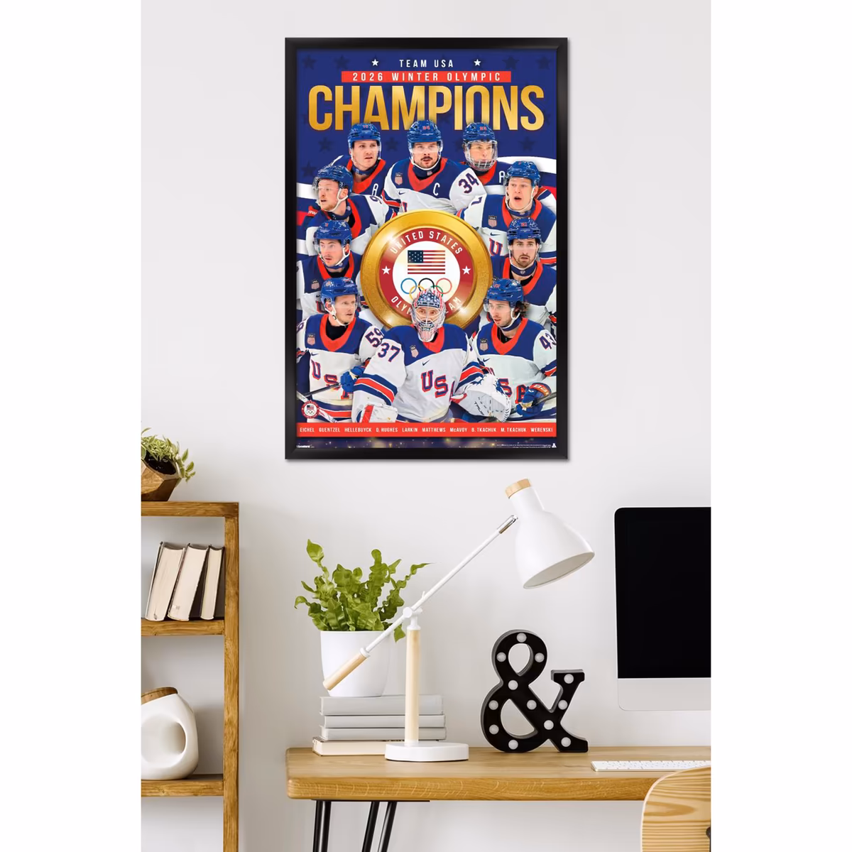 Men's USA Hockey 2026 Winter Olympics Gold Medal 22.375" x 34" Framed Poster 4 Men's USA Hockey 2026 Winter Olympics Gold Medal 22.375" x 34" Framed Poster