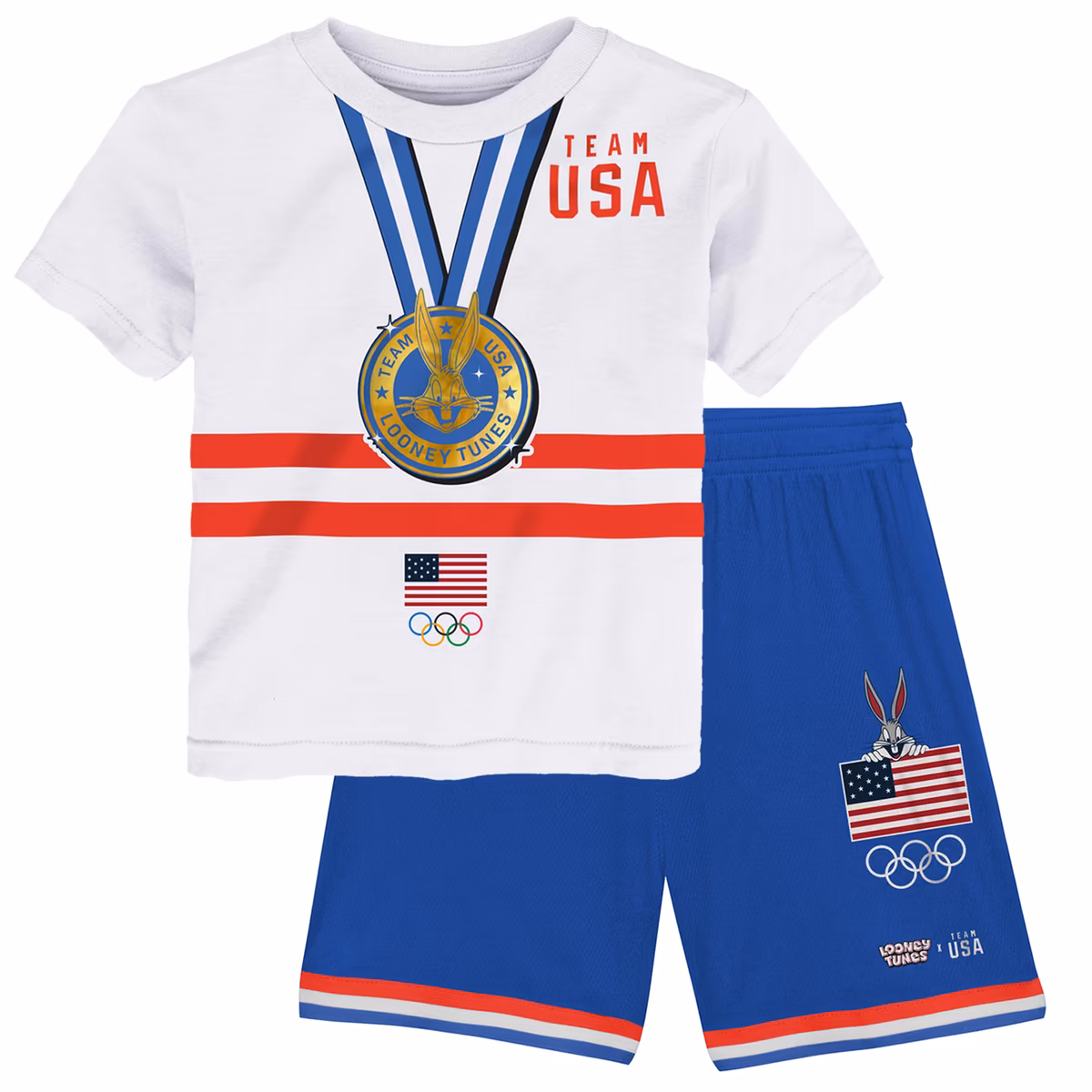 Toddler White Team USA Looney Tunes Gold Medal Winner T-Shirt & Shorts Set 15 Toddler White Team USA Looney Tunes Gold Medal Winner T-Shirt & Shorts Set
