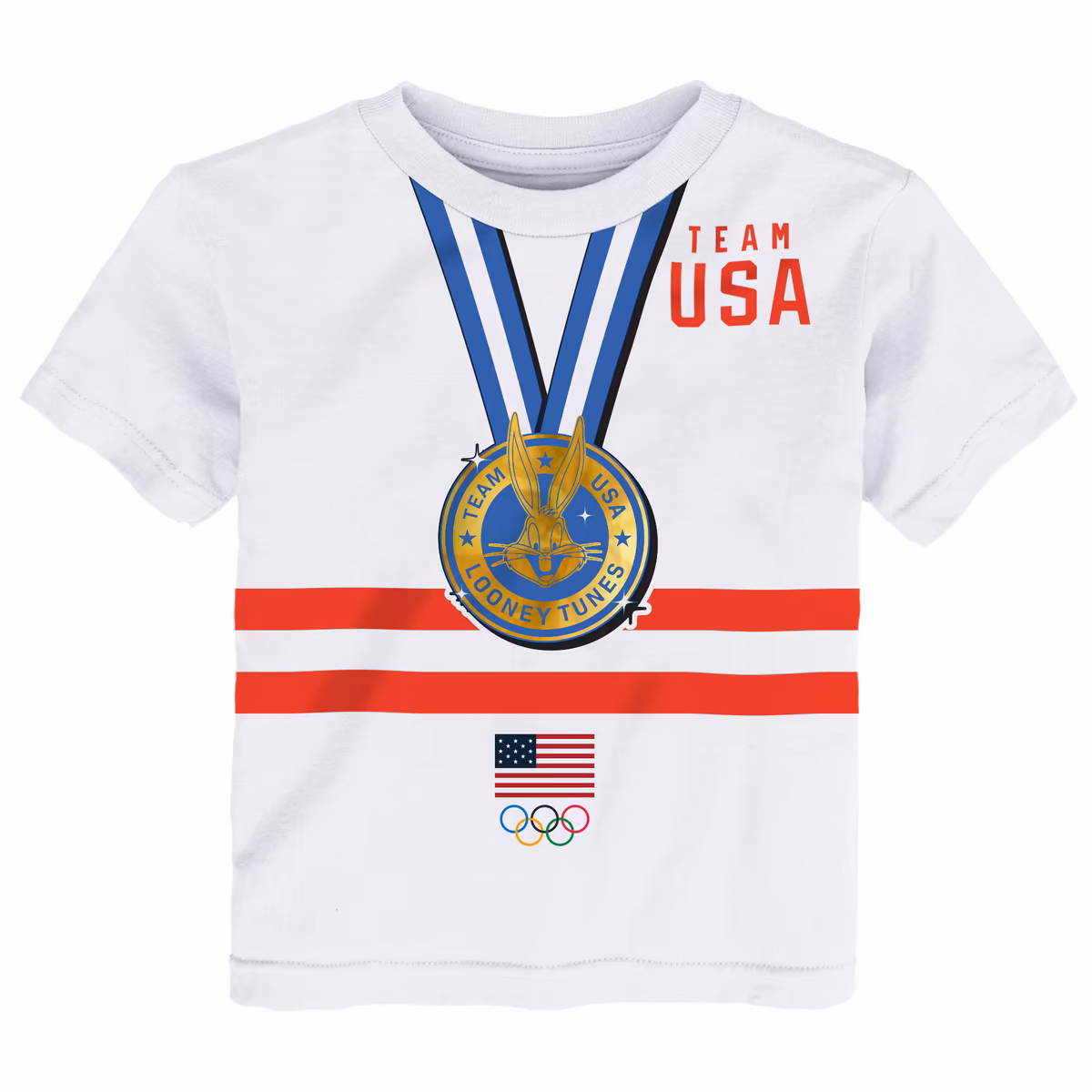Toddler  White Team USA Looney Tunes Gold Medal Winner T-Shirt & Shorts Set
