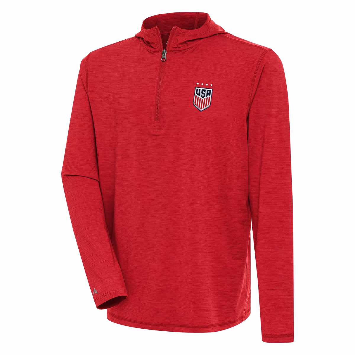 Men's Antigua Heather Red USWNT Tidy Quarter-Zip Hoodie 1 Men's Antigua Heather Red USWNT Tidy Quarter-Zip Hoodie