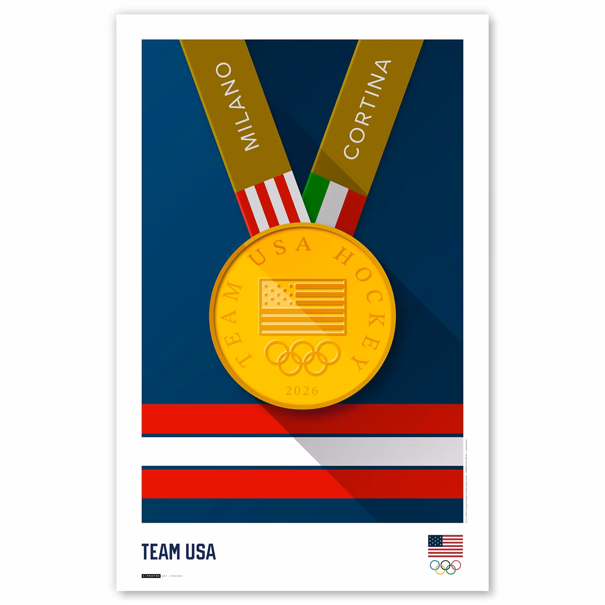S. Preston Art & Designs Women's USA Hockey 2026 Winter Olympics 11" x 17" Gold Medal Minimalist Poster Print 8 S. Preston Art & Designs Women's USA Hockey 2026 Winter Olympics 11" x 17" Gold Medal Minimalist Poster Print