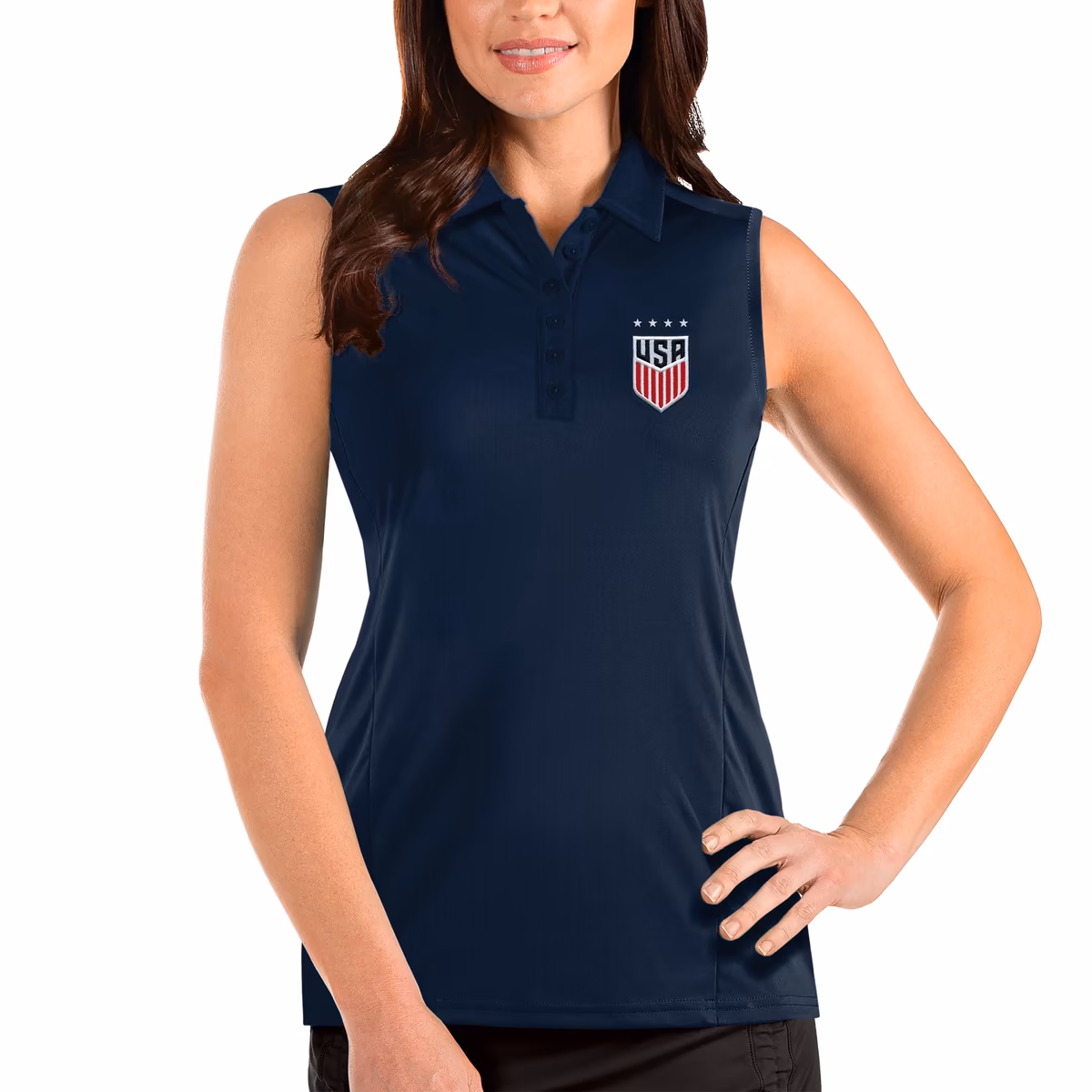 Women's Antigua Navy USWNT Tribute Sleeveless Polo