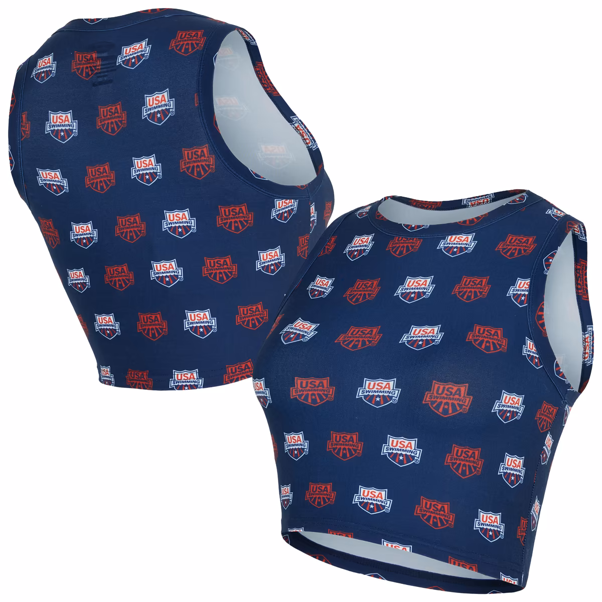 Women's Concepts Sport Navy USA Swimming Record All Over Print Cropped Tank Top 1 Women's Concepts Sport Navy USA Swimming Record All Over Print Cropped Tank Top