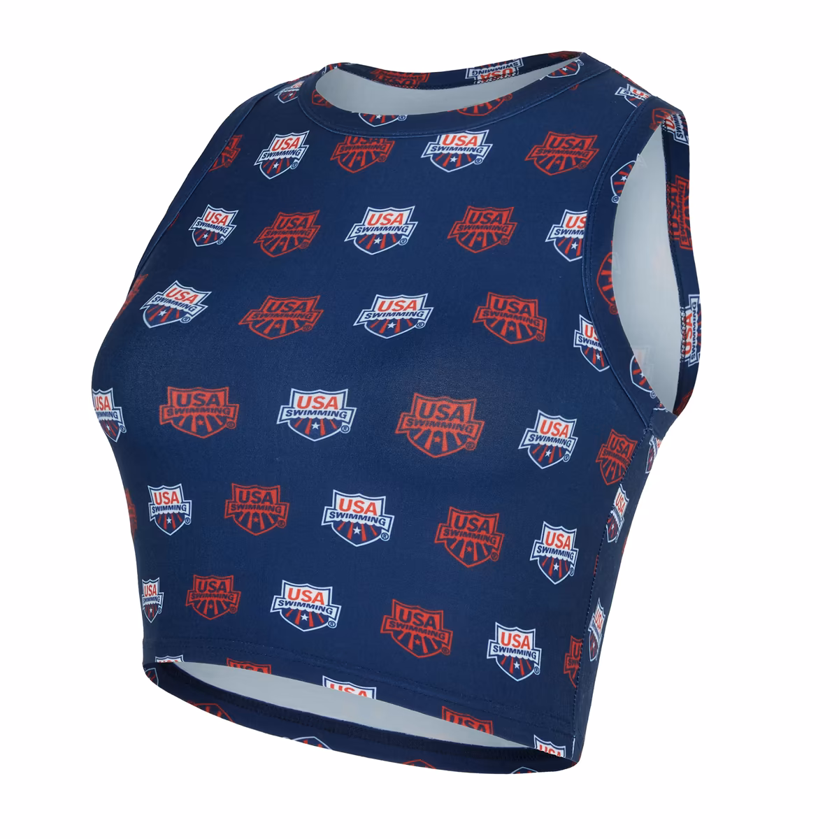 Women's Concepts Sport Navy USA Swimming Record All Over Print Cropped Tank Top 2 Women's Concepts Sport Navy USA Swimming Record All Over Print Cropped Tank Top
