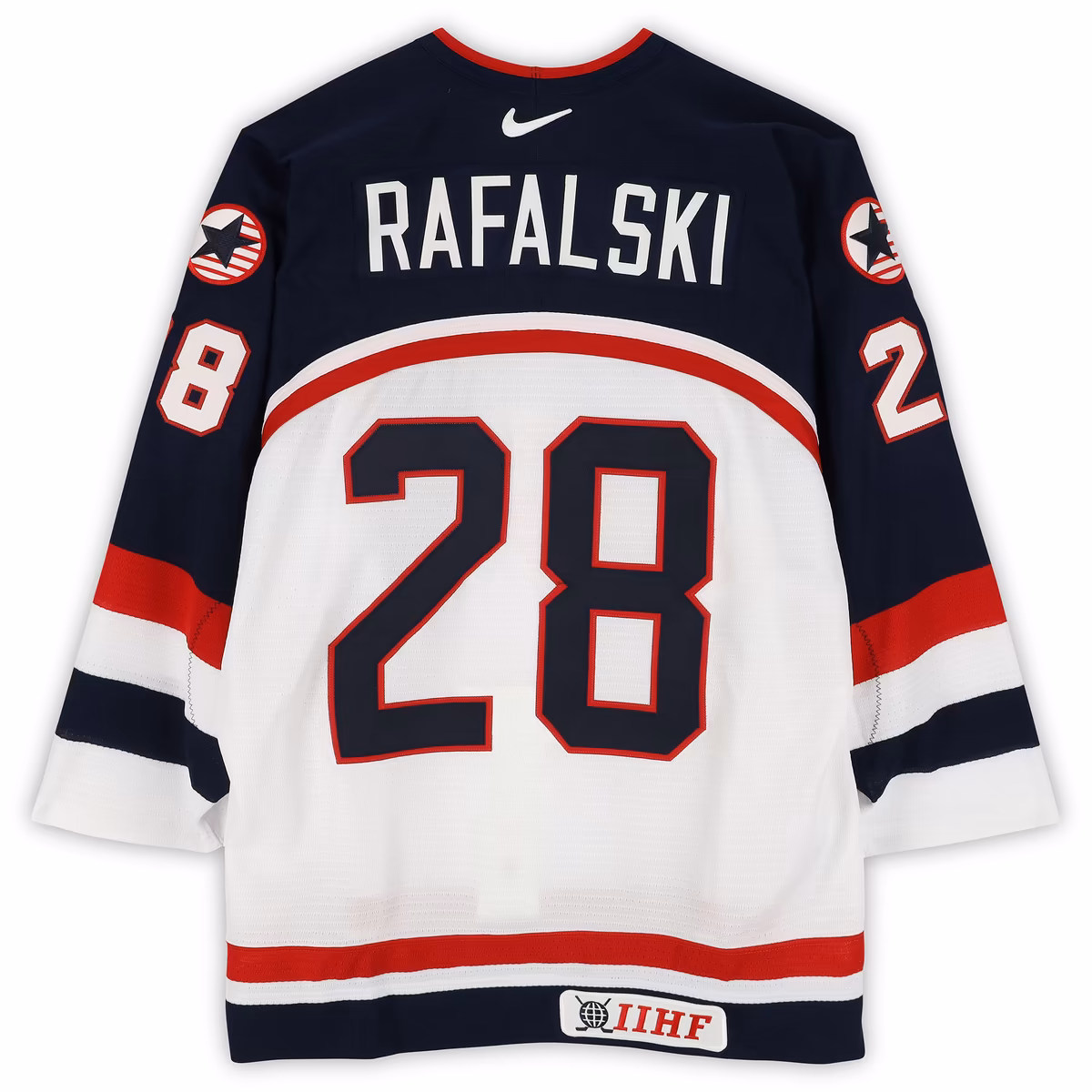 Brian Rafalski Team USA Game-Used #28 White Nike Jersey from the 2004 World Cup of Hockey