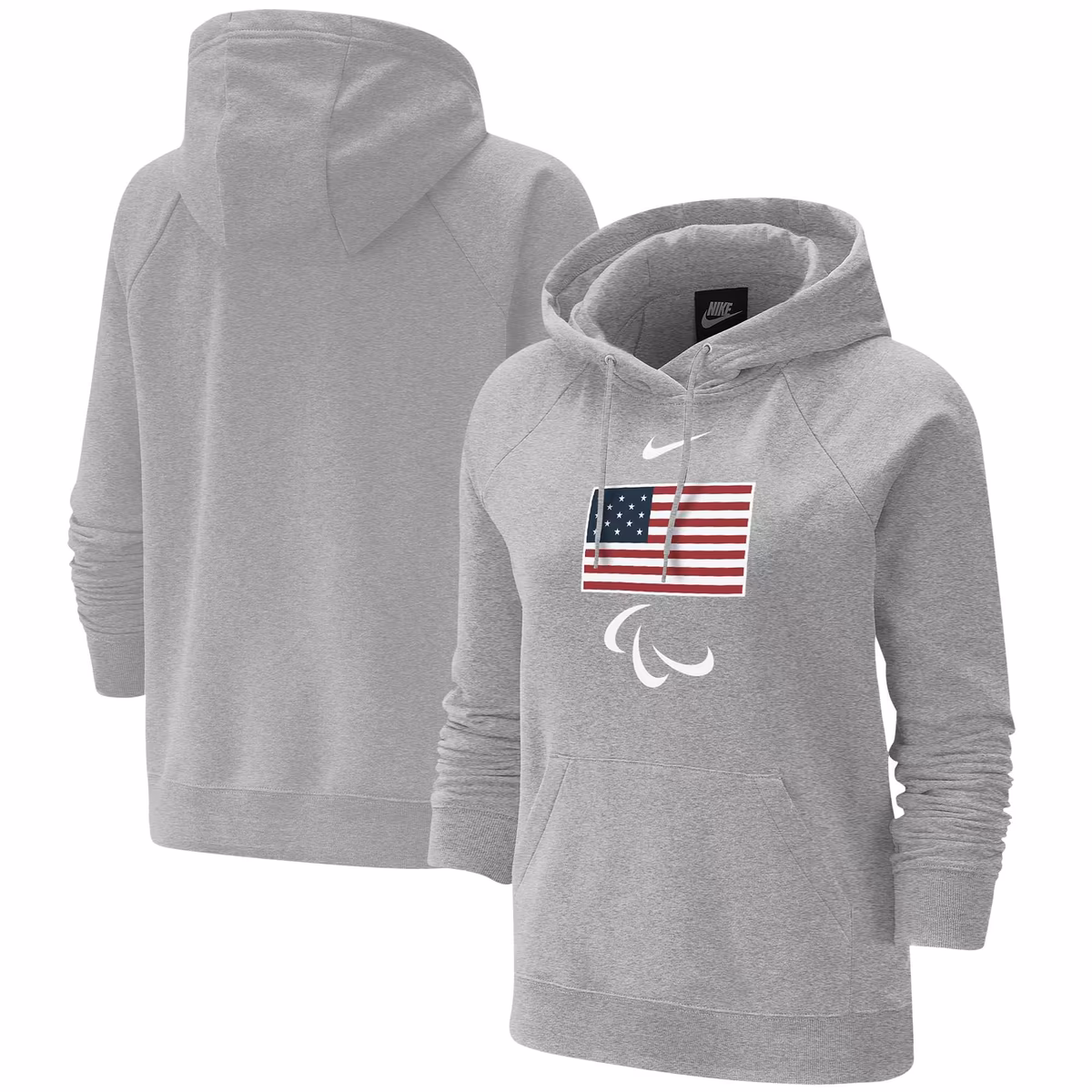 Women's Nike Heather Gray Team USA Varsity Fleece Raglan Pullover Hoodie
