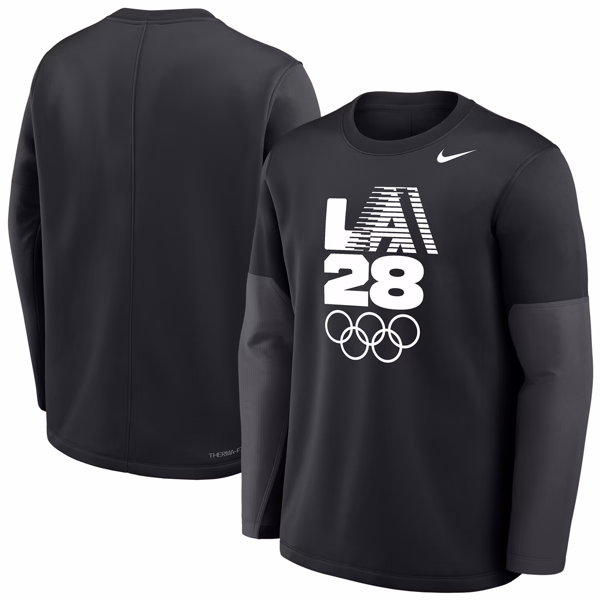 Men's Nike Black LA28 Coaches Retro Stripe Therma-FIT Long Sleeve Top 2 Men's Nike Black LA28 Coaches Retro Stripe Therma-FIT Long Sleeve Top