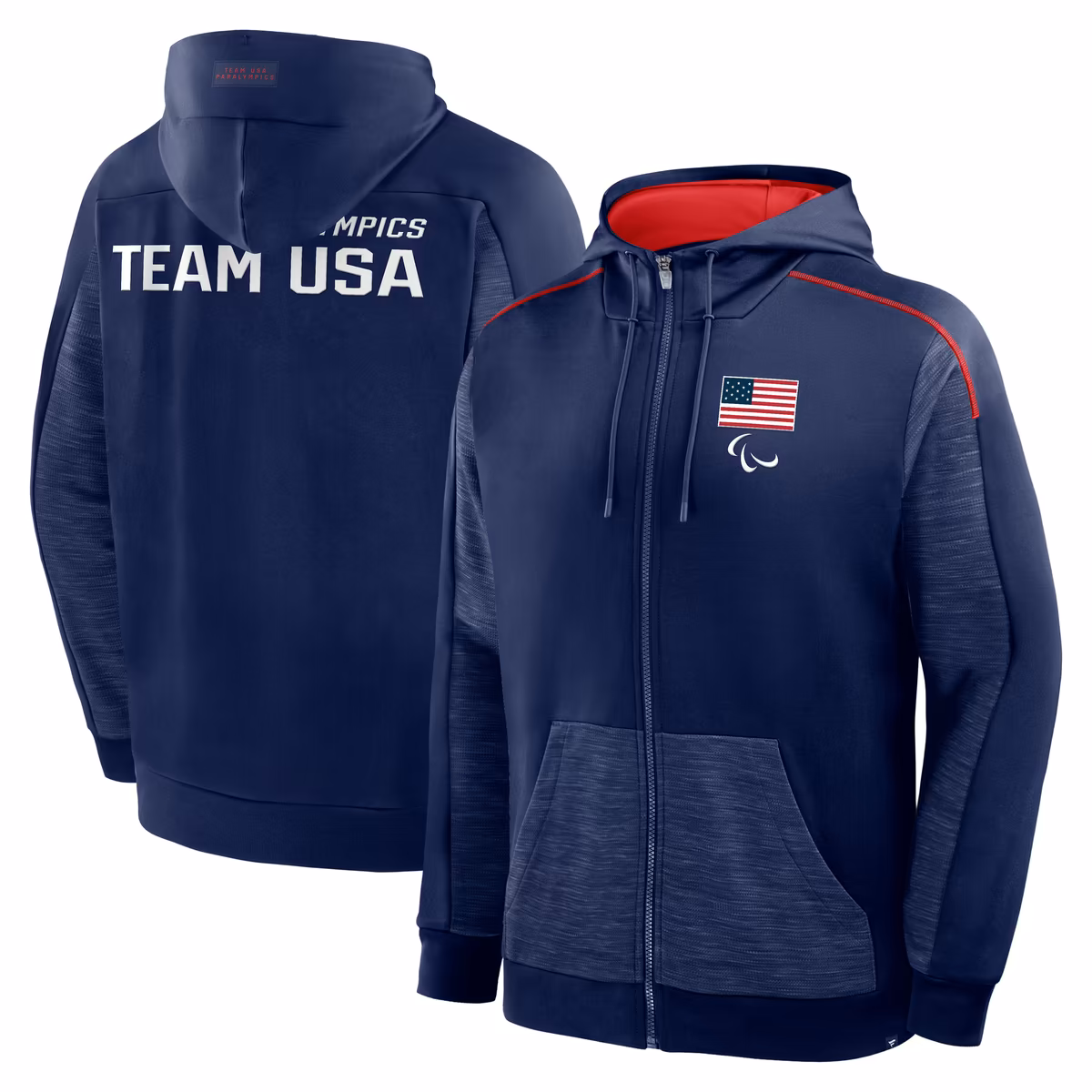 Men's Fanatics Navy U.S. Paralympics Defender Full-Zip Hoodie