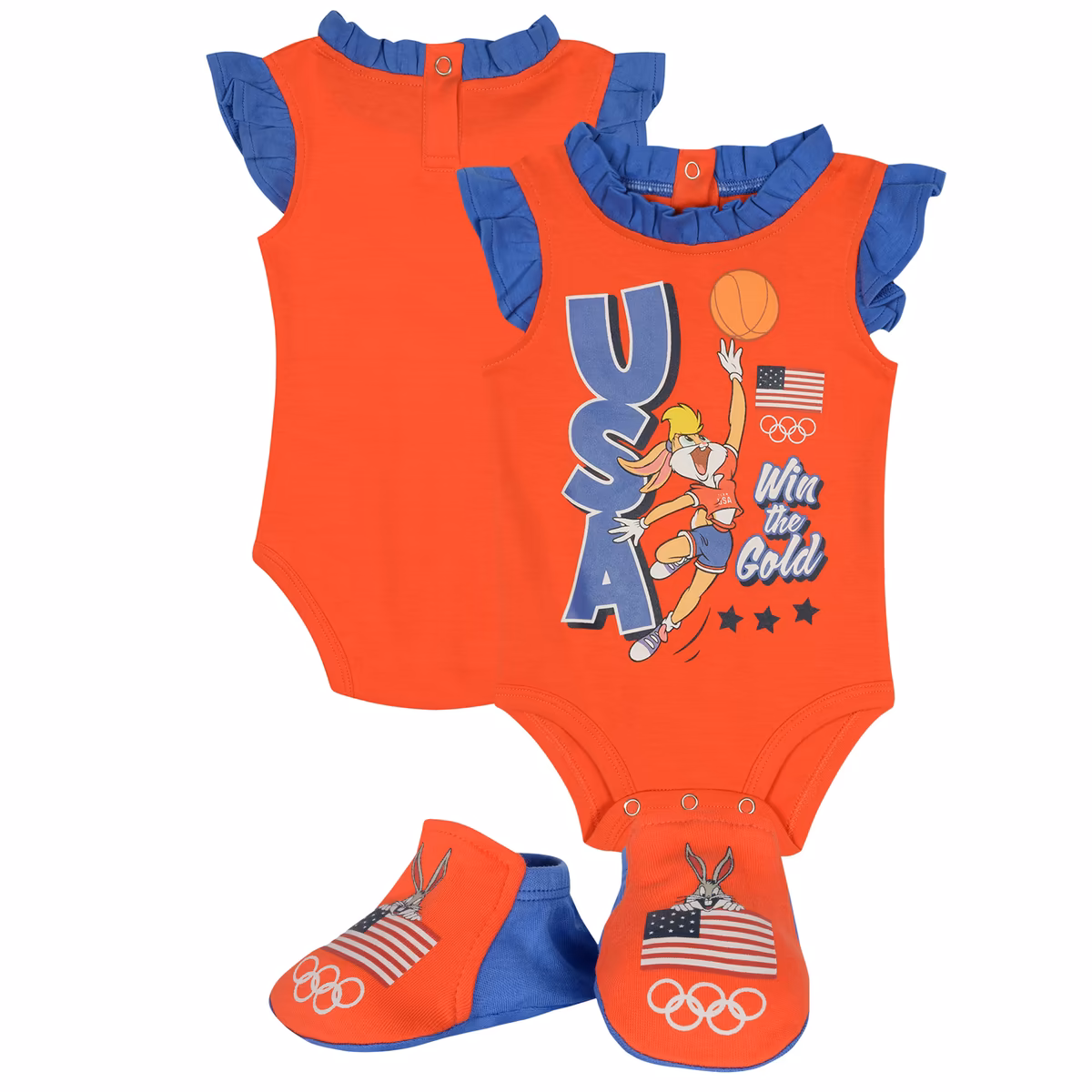 Girls Newborn & Infant Red Team USA Looney Tunes Bodysuit and Bootie Set