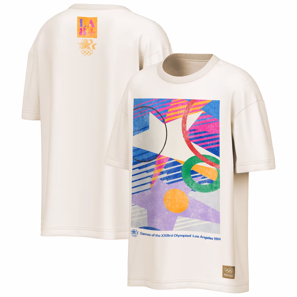 Men's Outerstuff Cream Los Angeles 1984 Summer Olympics Retro Abstract T-Shirt