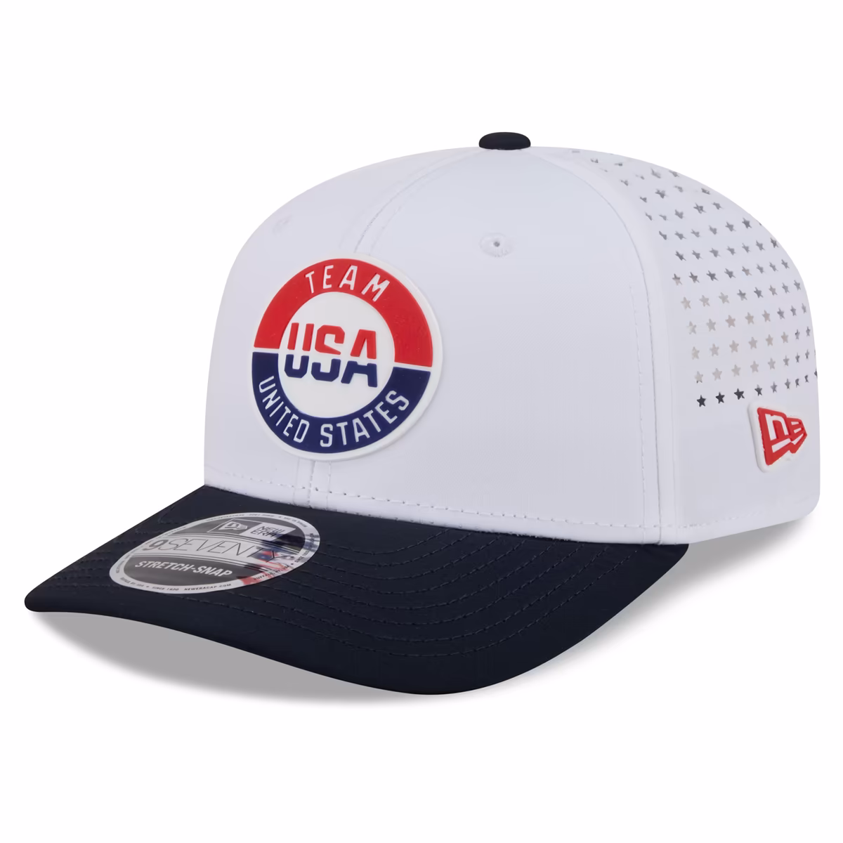 Men's New Era White/Black Team USA Perforated Stars 9SEVENTY Adjustable Hat 10 Men's New Era White/Black Team USA Perforated Stars 9SEVENTY Adjustable Hat