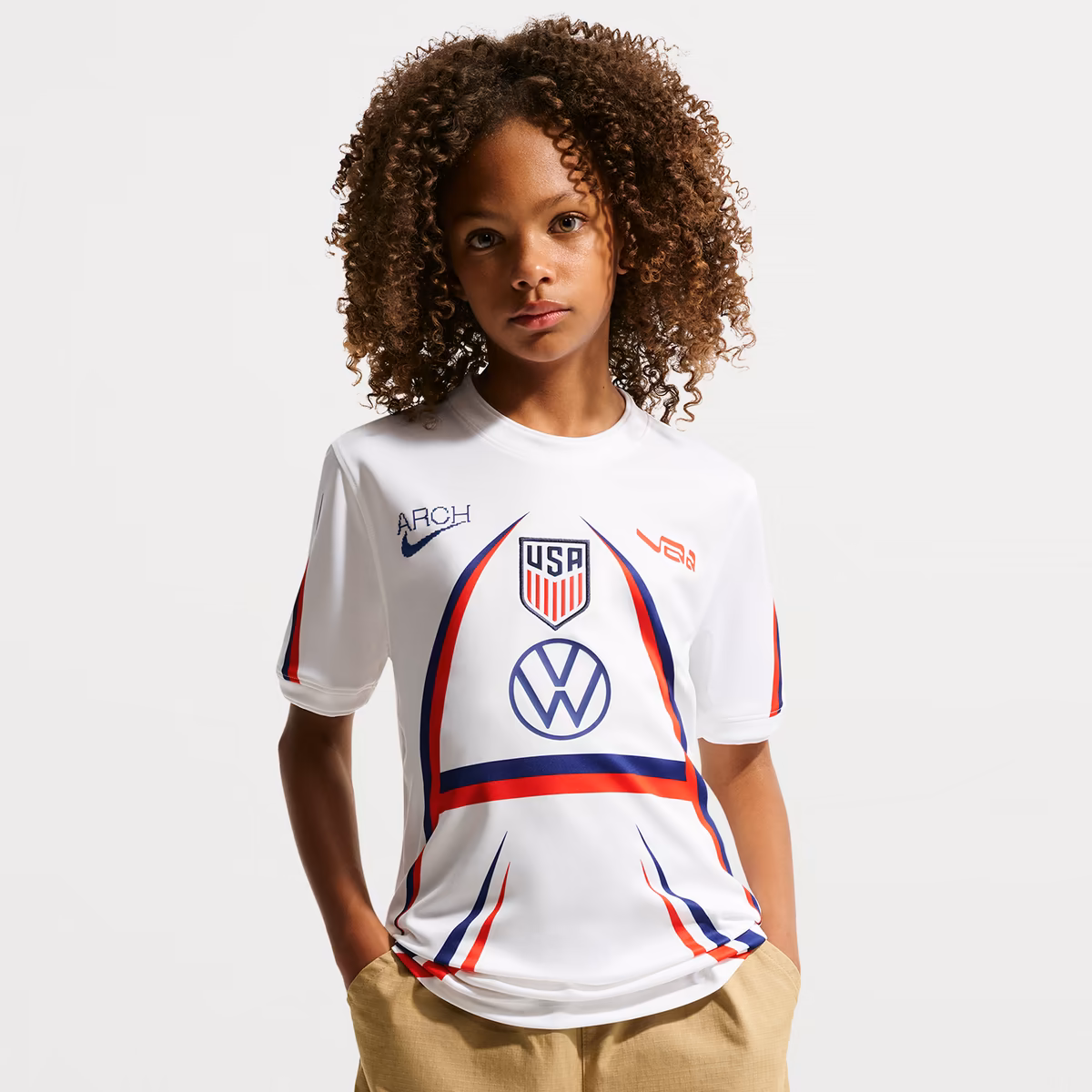 Youth Nike White USMNT x VAA 2026 Dri-FIT Pre-Match Top