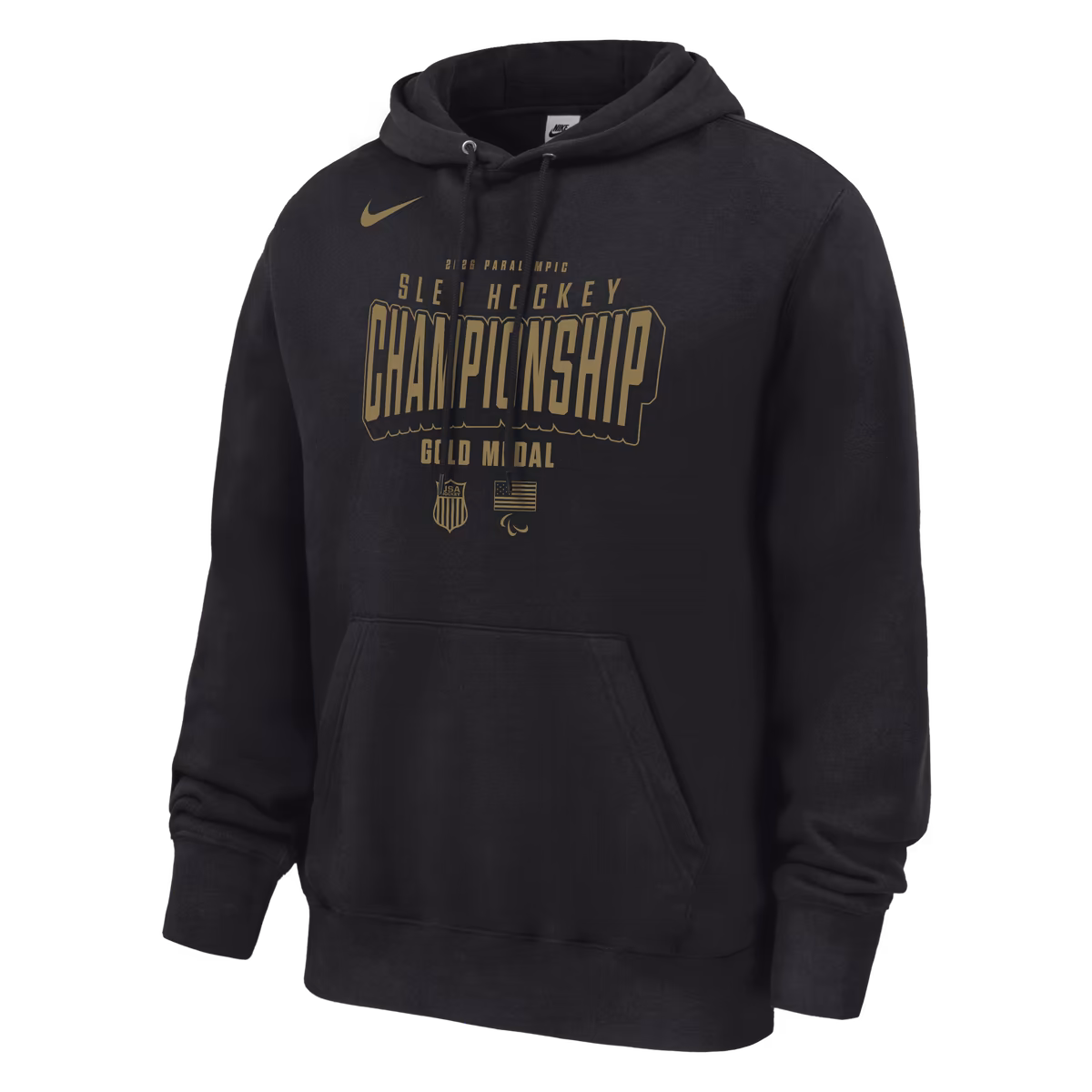 Men's Nike Black US National Sled Hockey 2026 Winter Olympics Gold Medal Champions Hoodie