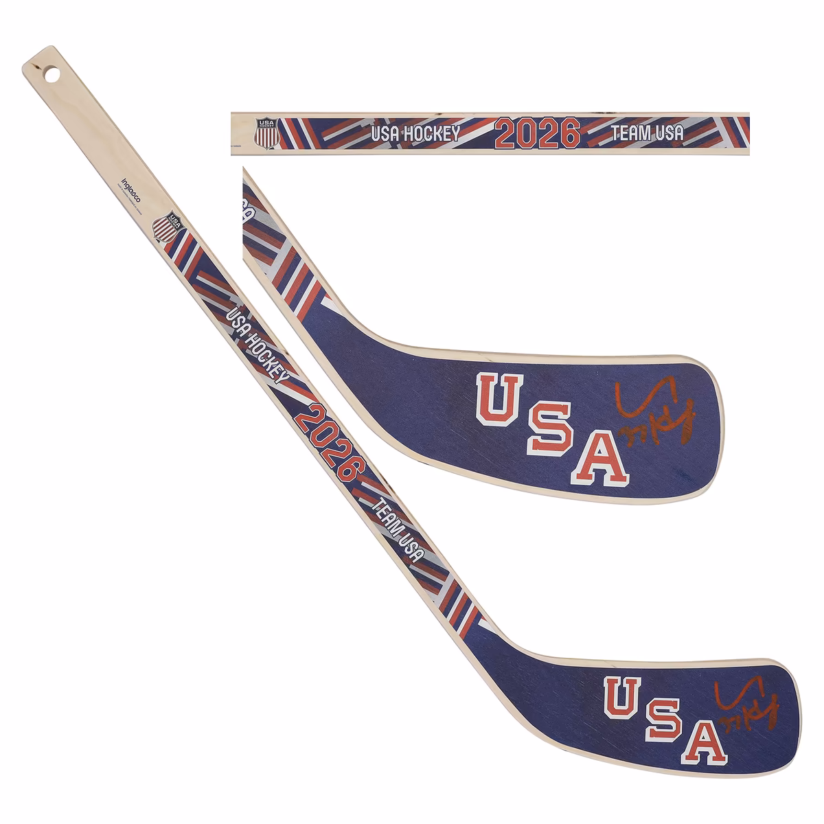 Connor Hellebuyck Team USA Autographed 2026 Winter Olympics Mini Wood Stick