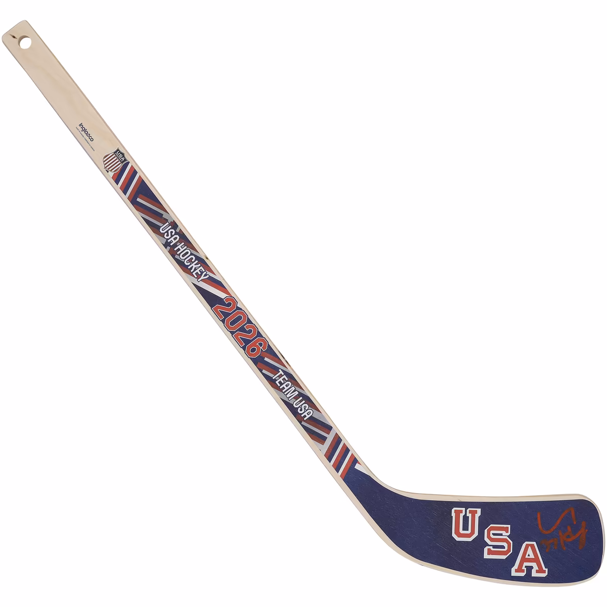 Connor Hellebuyck Team USA Autographed 2026 Winter Olympics Mini Wood Stick