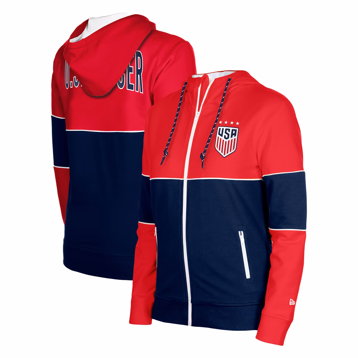 Women's 5th & Ocean by New Era Navy USWNT Active Stretch Fleece Full-Zip Hoodie Jacket