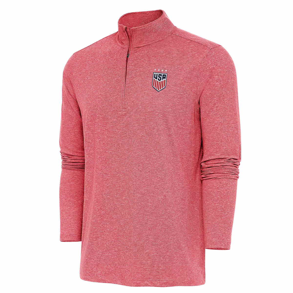 Men's Antigua Heather Red USWNT Hunk Quarter-Zip Top 1 Men's Antigua Heather Red USWNT Hunk Quarter-Zip Top