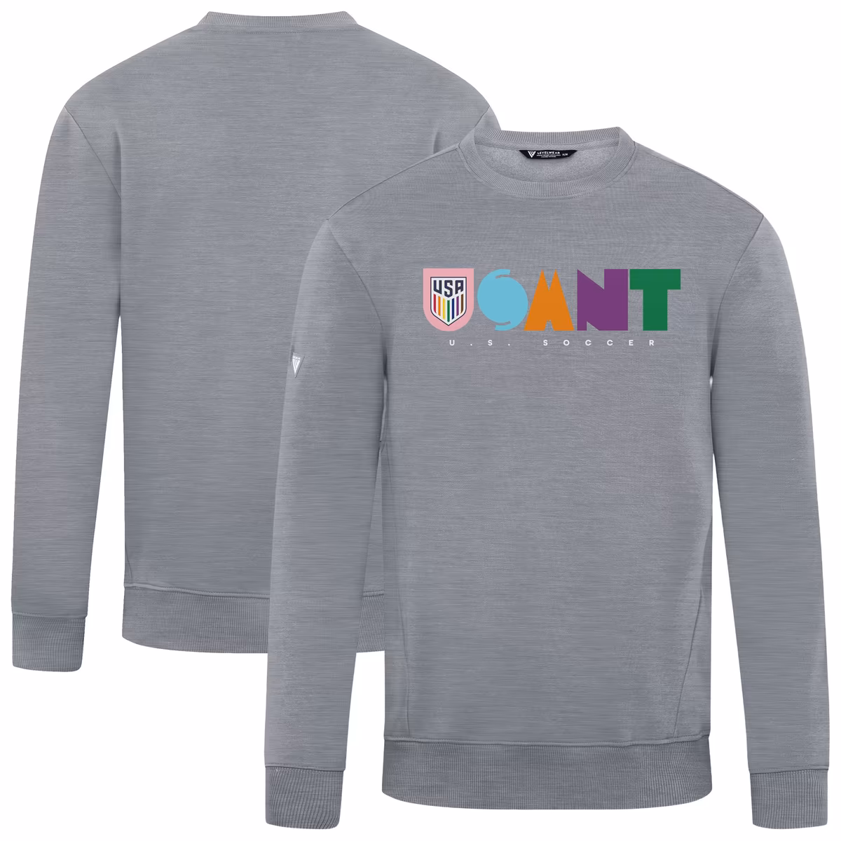 Men's Levelwear Gray USMNT Zane Full On Pullover Sweatshirt