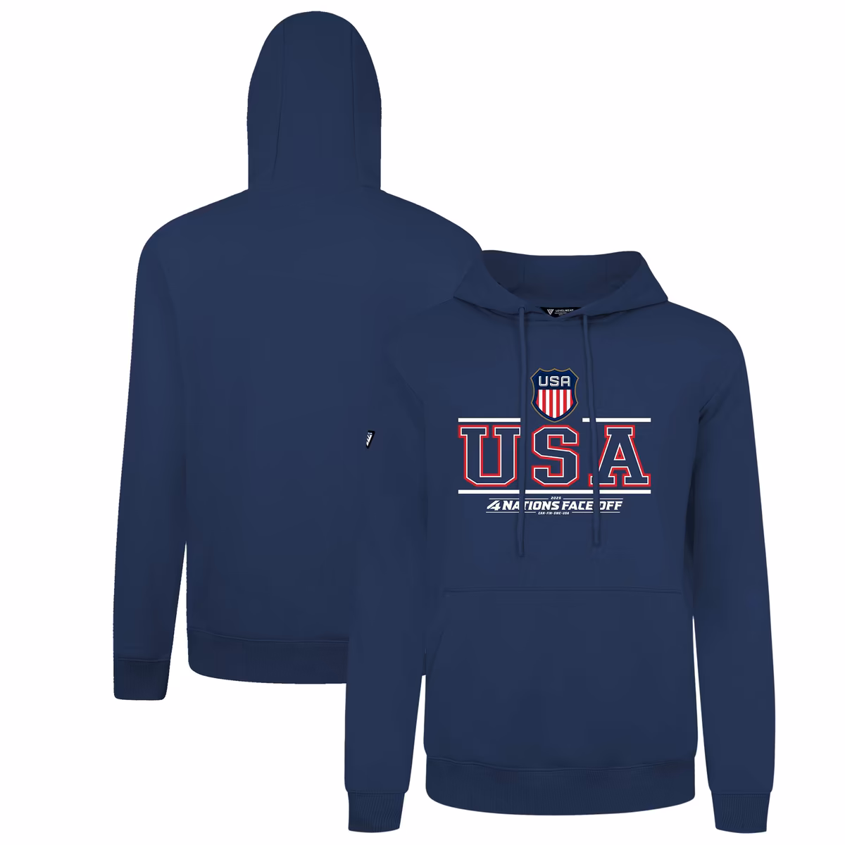 Men's Levelwear Navy USA 2025 4 Nations Face-Off Podium Pullover Hoodie