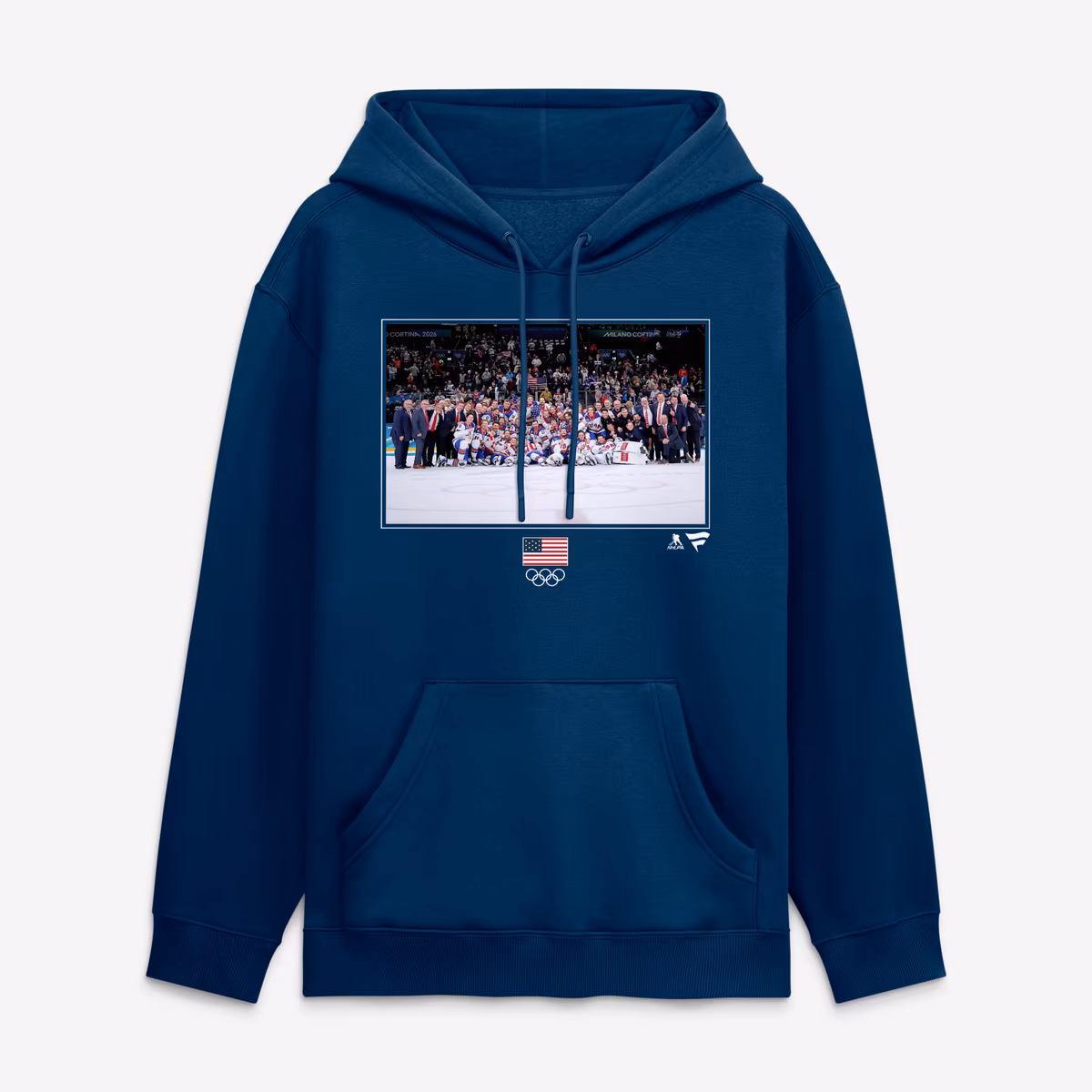 Men's Fanatics Navy US Men's Olympic Hockey Medal Moment Hoodie