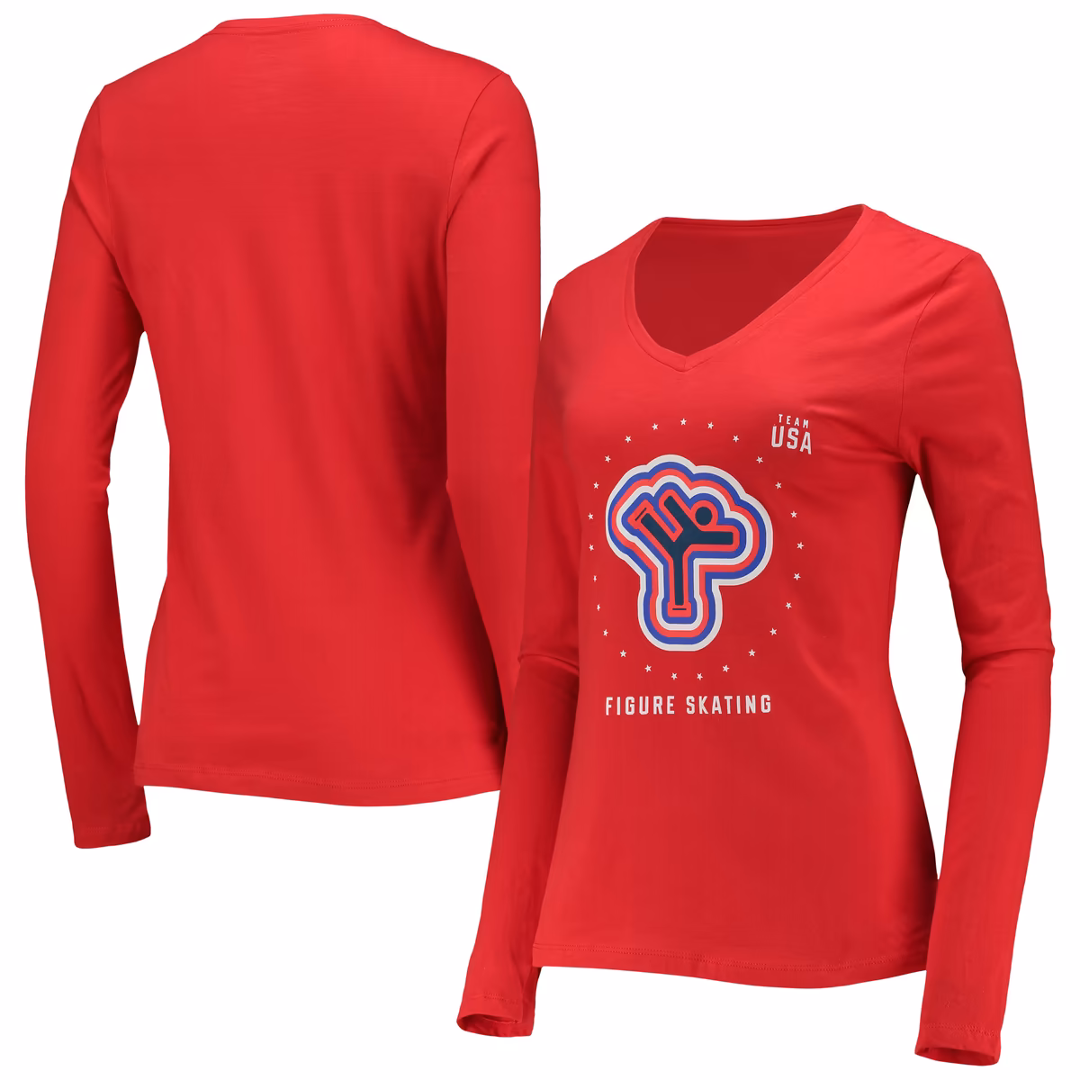 Women's Fanatics Red Team USA Figure Skating Long Sleeve T-Shirt
