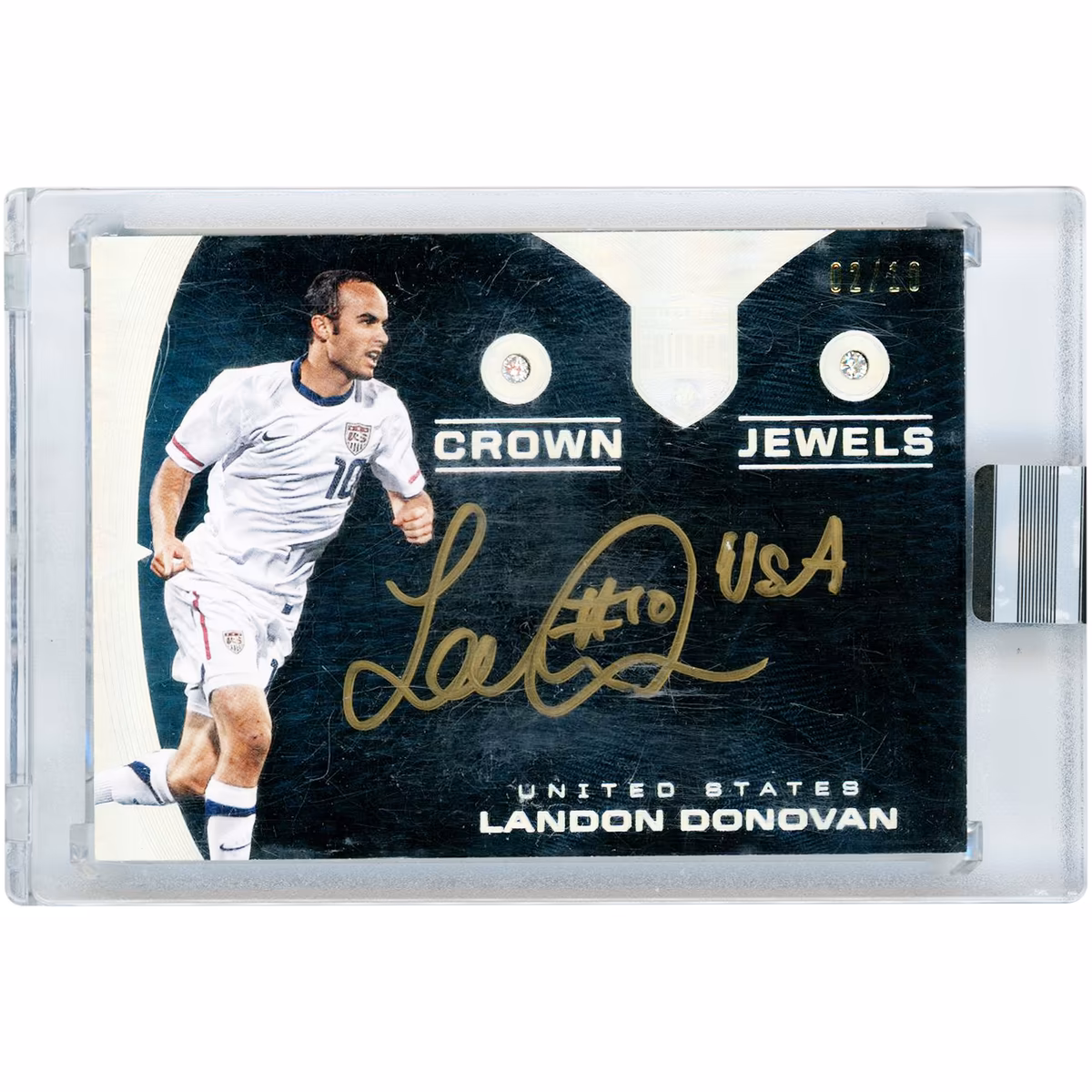 Landon Donovan USMNT Autographed 2018 Panini Eminence Soccer Crown Jewels Dual Diamond Gem #CJ-LD #2/10 Card with "USA" Inscription