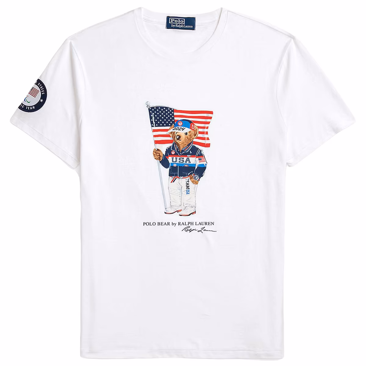 Women's Polo Ralph Lauren White Team USA Paris 2024 Summer Paralympics Villagewear Bear T-Shirt