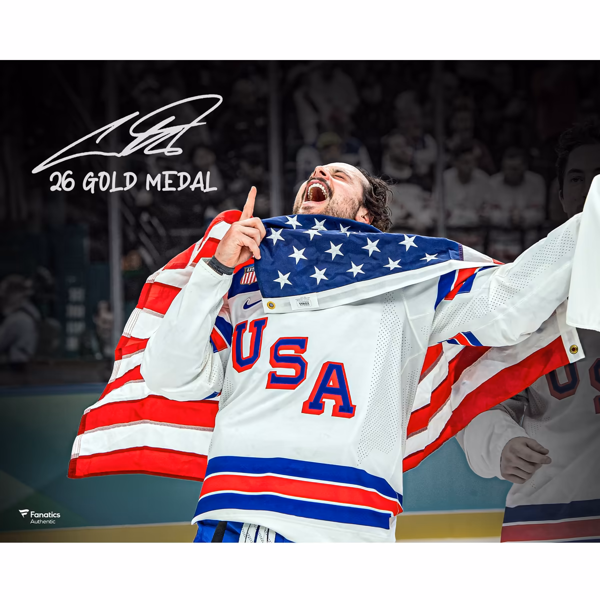 Auston Matthews Team USA Autographed 16" x 20" 2026 Winter Olympics Gold Medal Winner Photograph with "26 Gold Medal" Inscription