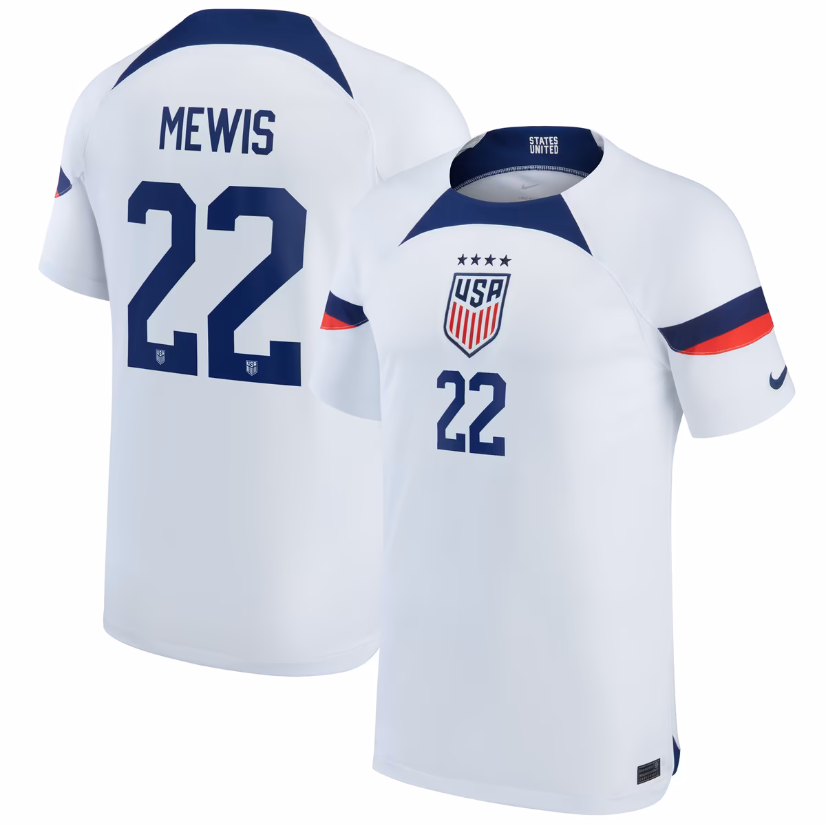 Men's Nike Kristie Mewis White USWNT 2022/23 Home Breathe Stadium Replica Player Jersey