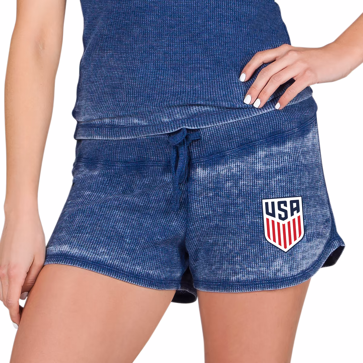 Women's Concepts Sport Navy USMNT Waffle Knit Shorts 7 Women's Concepts Sport Navy USMNT Waffle Knit Shorts