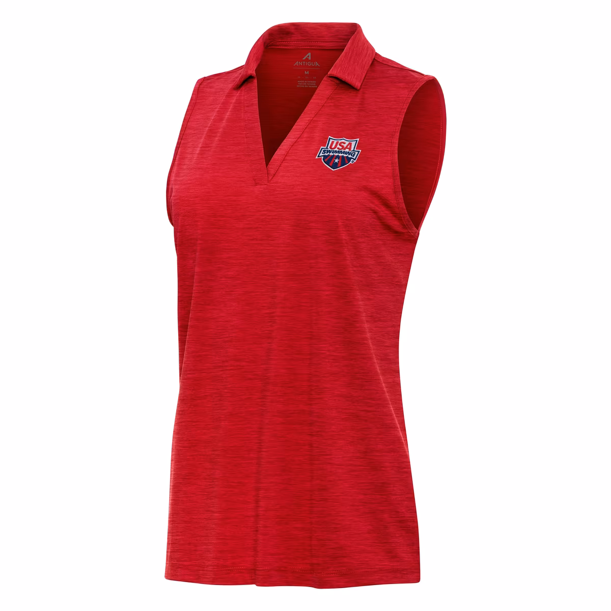 Women's Antigua Heather Red USA Swimming Layout Sleeveless Polo 2 Women's Antigua Heather Red USA Swimming Layout Sleeveless Polo